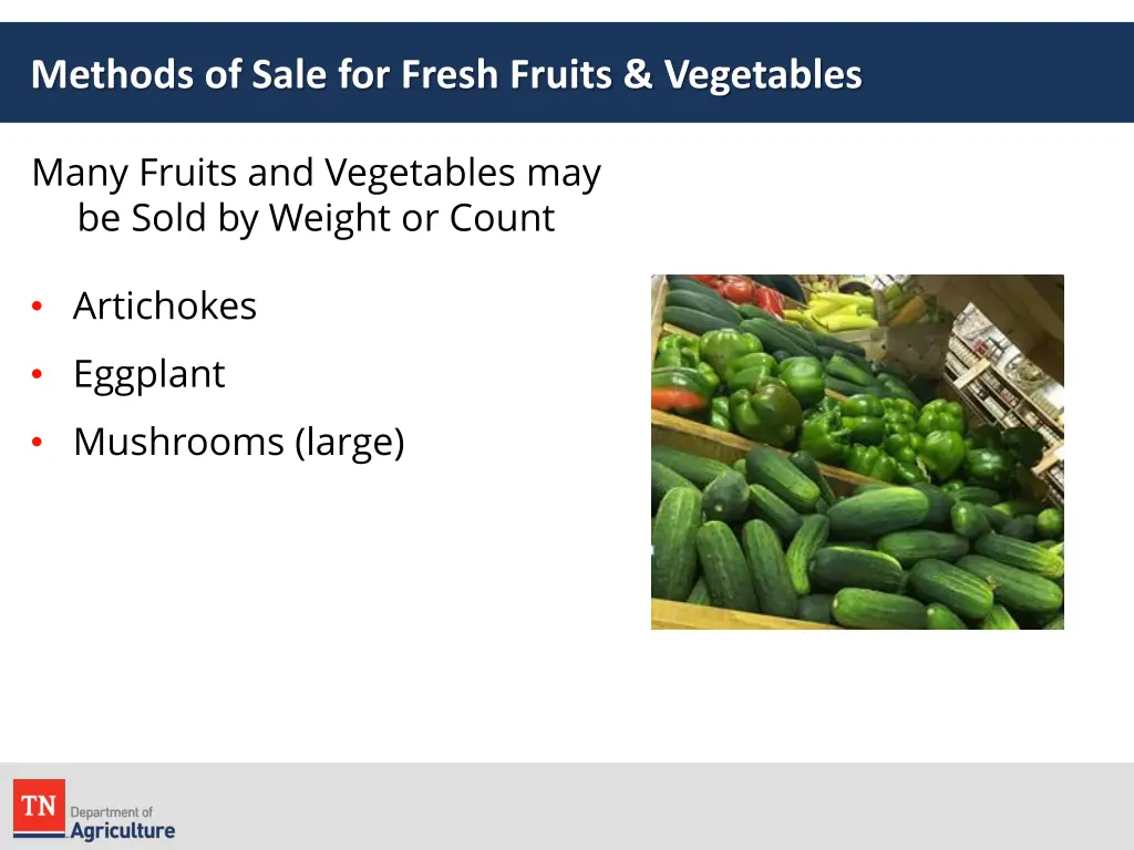 methods of sale for fresh fruits vegetables