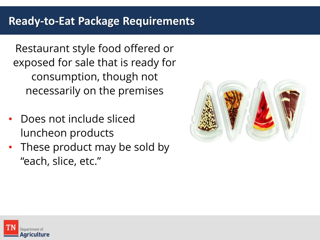 ready to eat package requirements