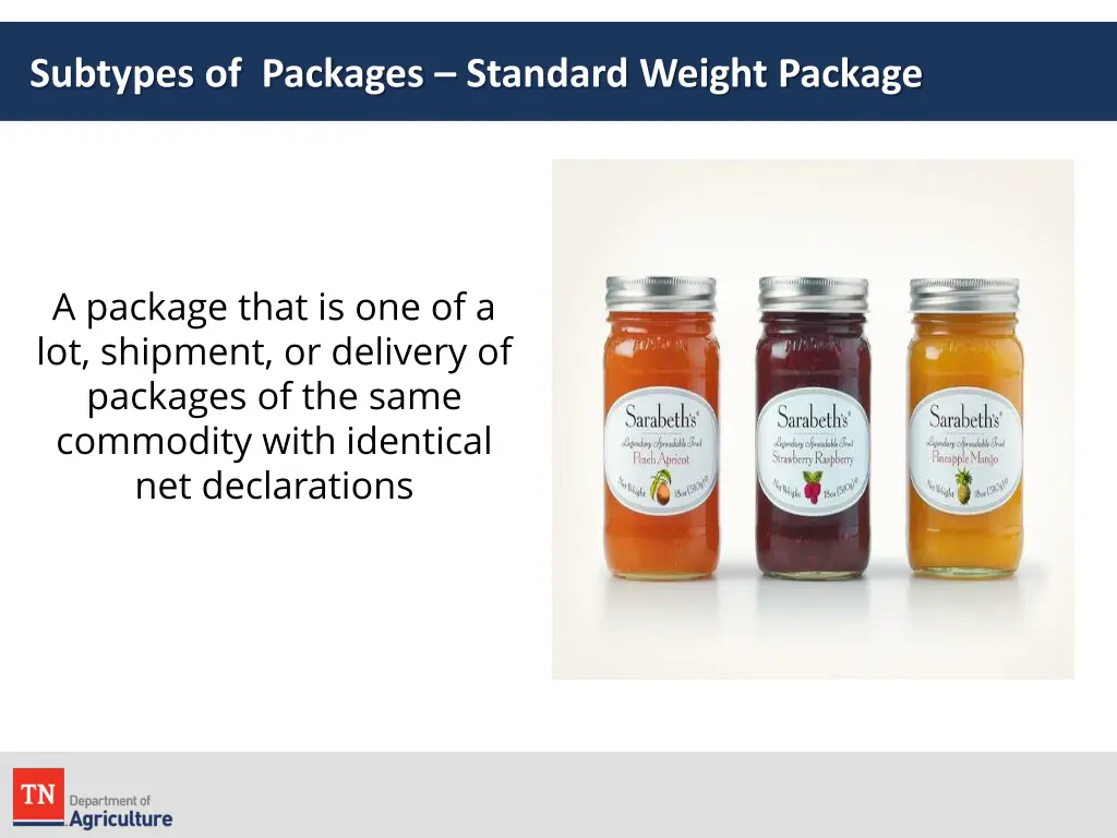 subtypes of packages standard weight package