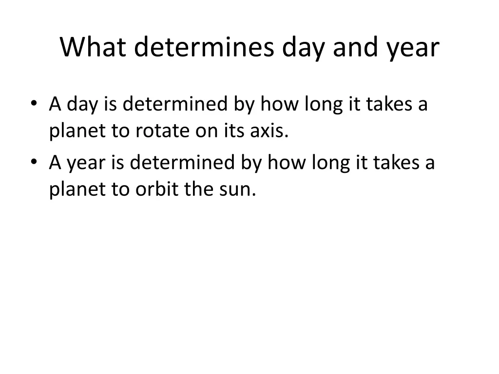 what determines day and year