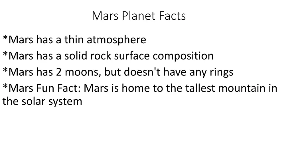 mars planet facts