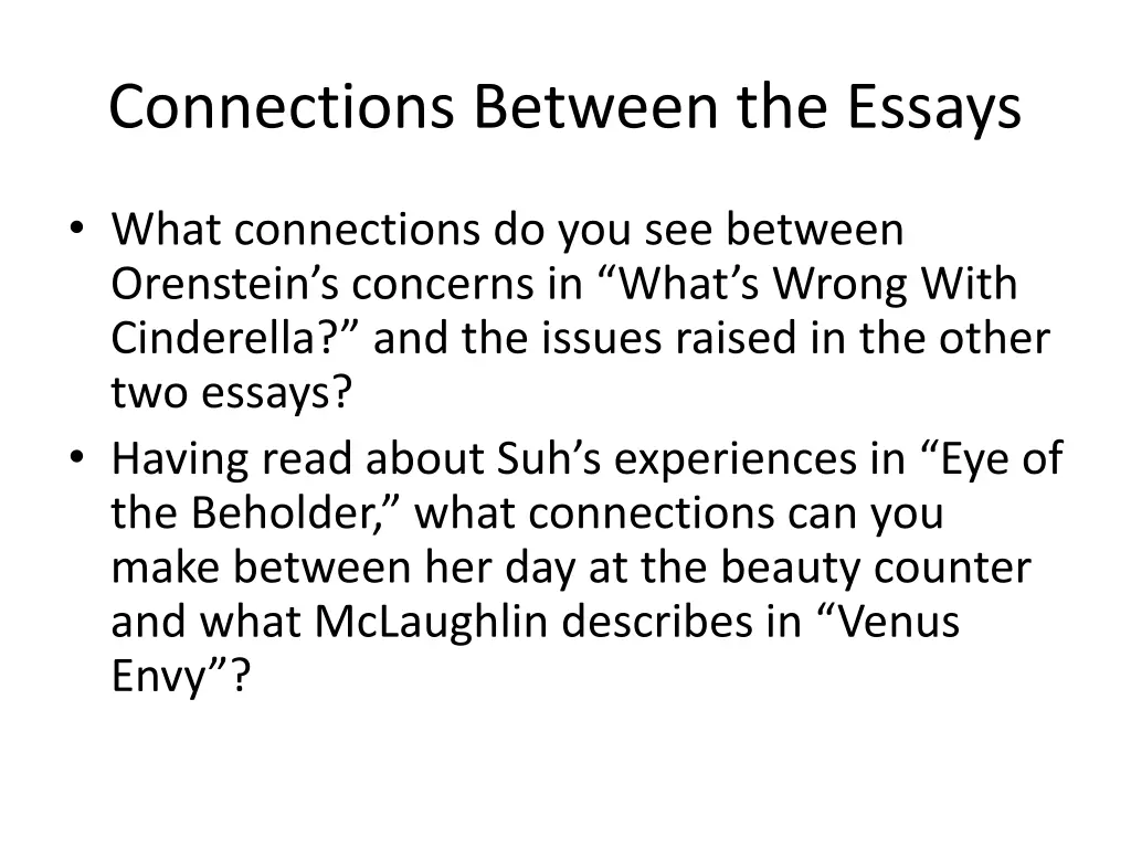 connections between the essays