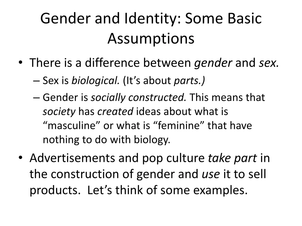 gender and identity some basic assumptions