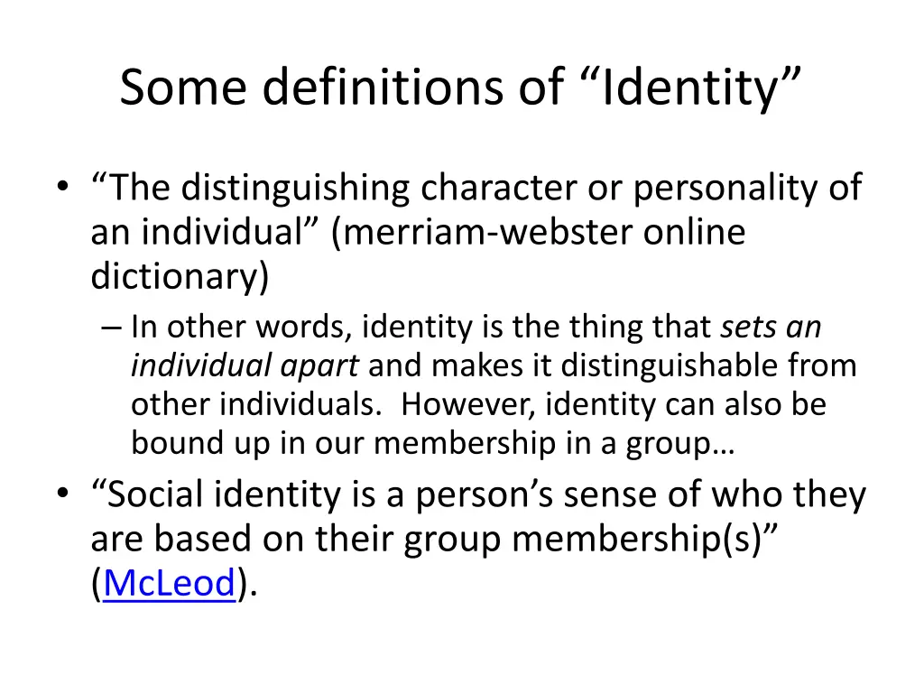 some definitions of identity