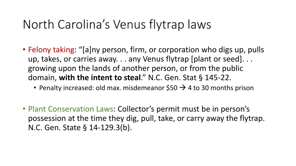 north carolina s venus flytrap laws