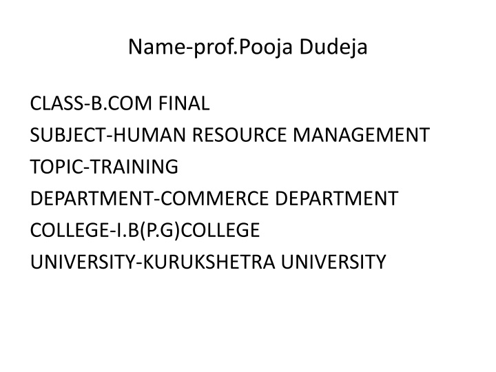 name prof pooja dudeja