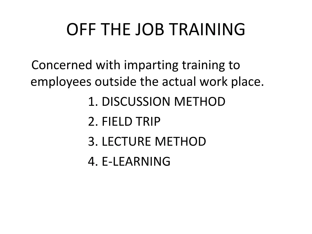 off the job training