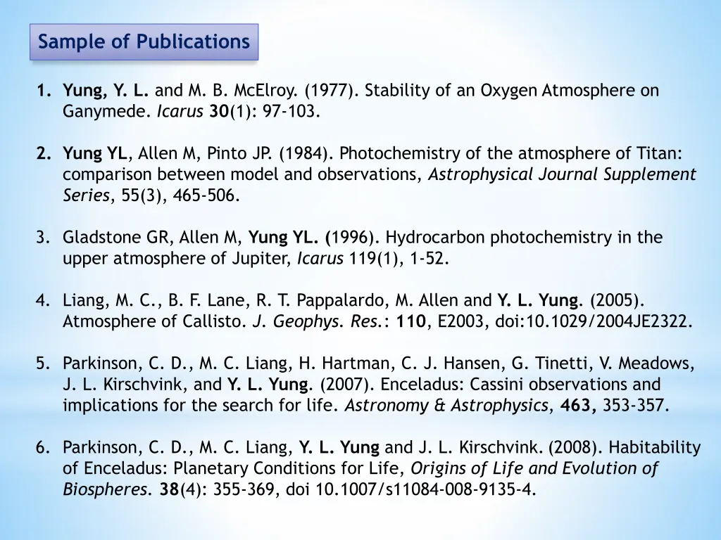 sample of publications