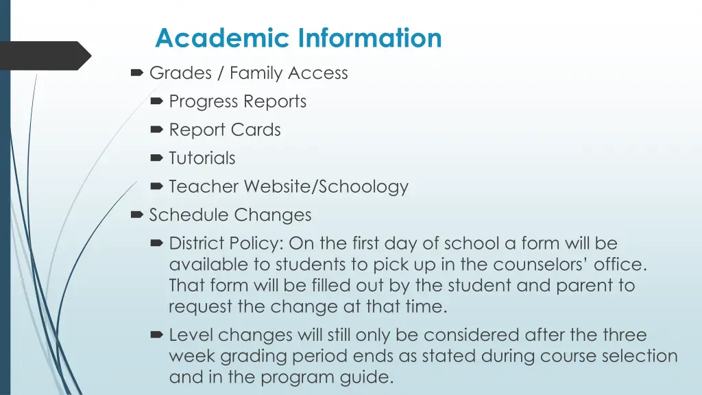 academic information grades family access