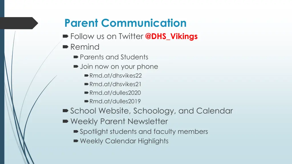 parent communication follow us on twitter @dhs