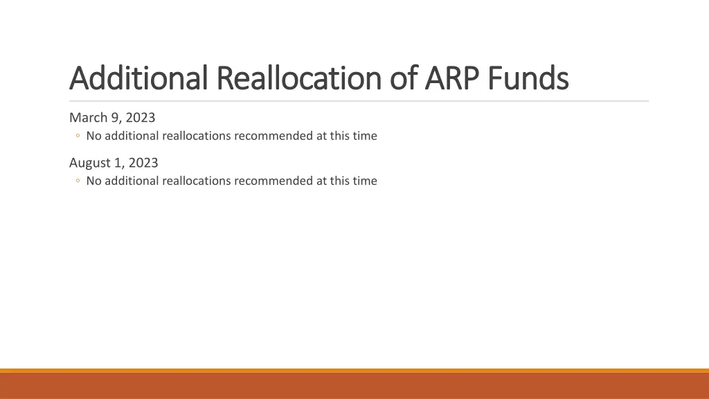 additional reallocation of arp funds additional 1