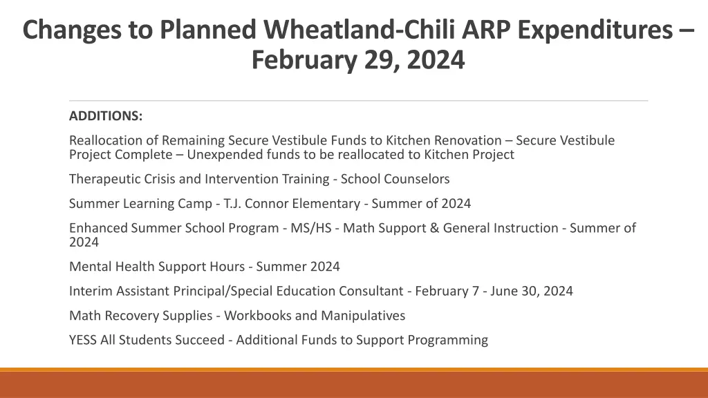 changes to planned wheatland chili 1