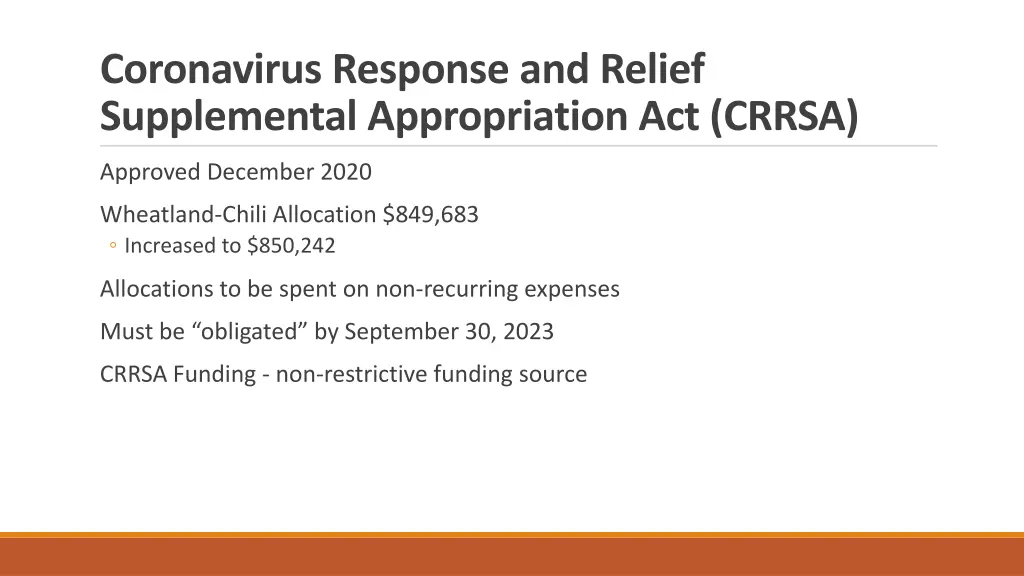 coronavirus response and relief supplemental