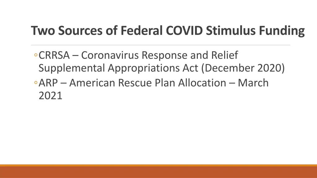 two sources of federal covid stimulus funding