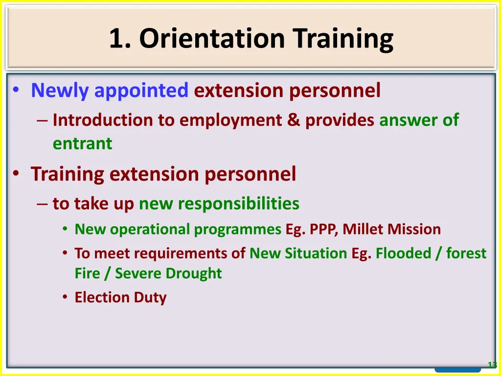 1 orientation training