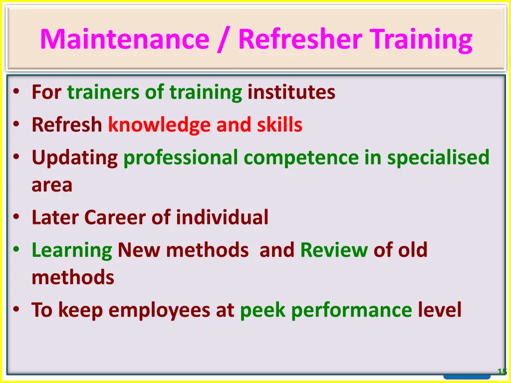 maintenance refresher training