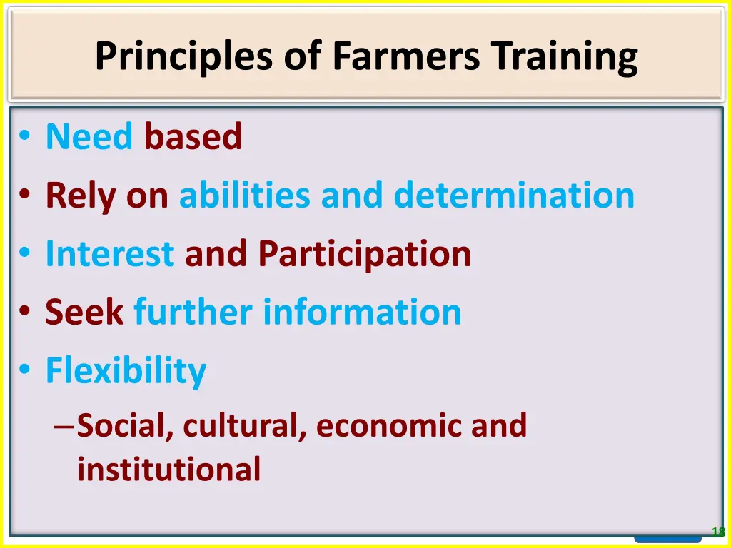 principles of farmers training