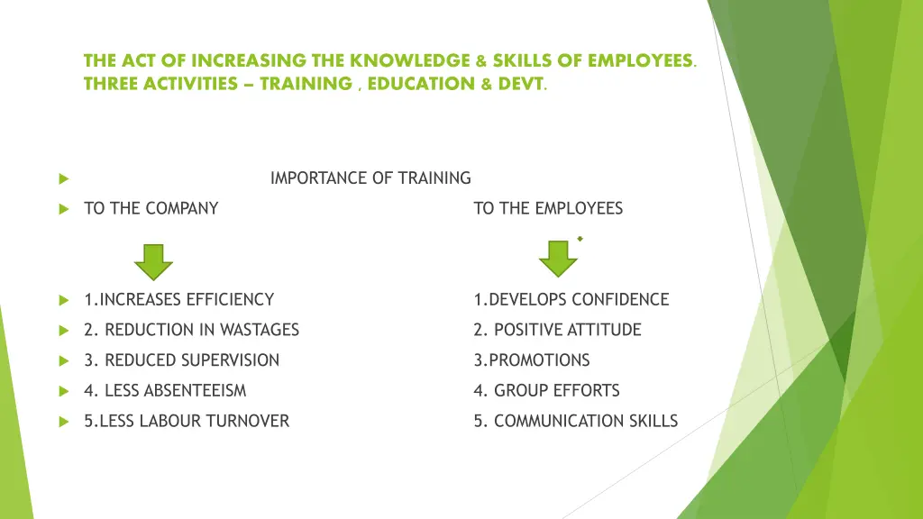 the act of increasing the knowledge skills