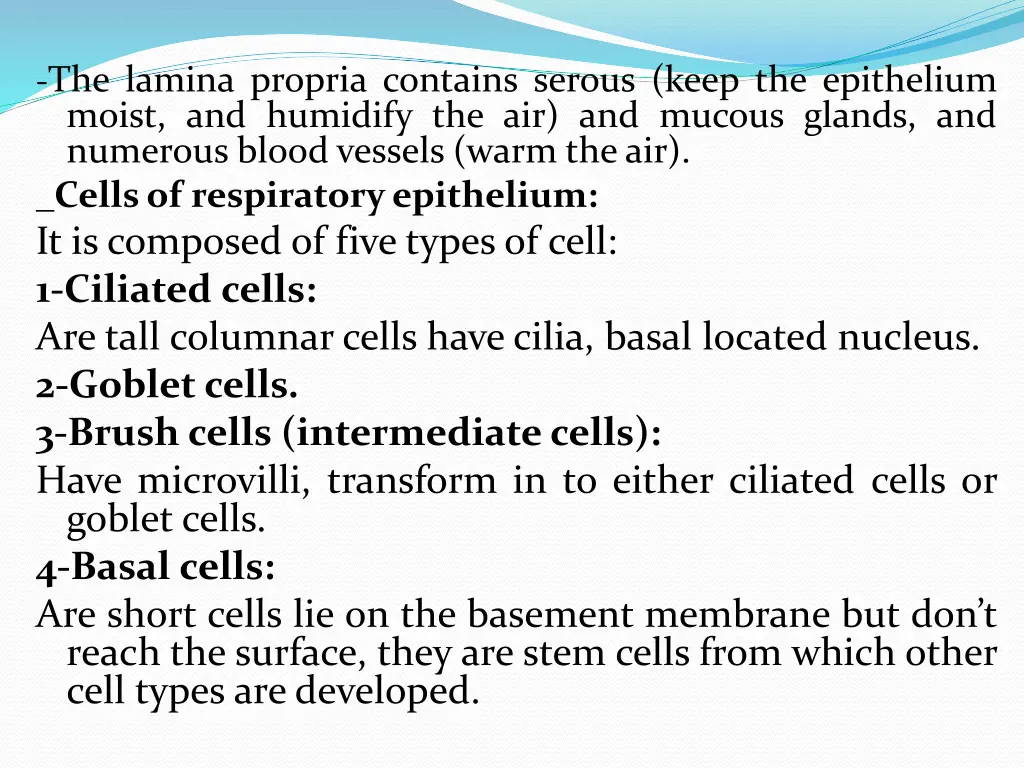 the lamina propria contains serous keep