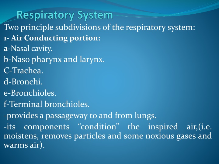 two principle subdivisions of the respiratory