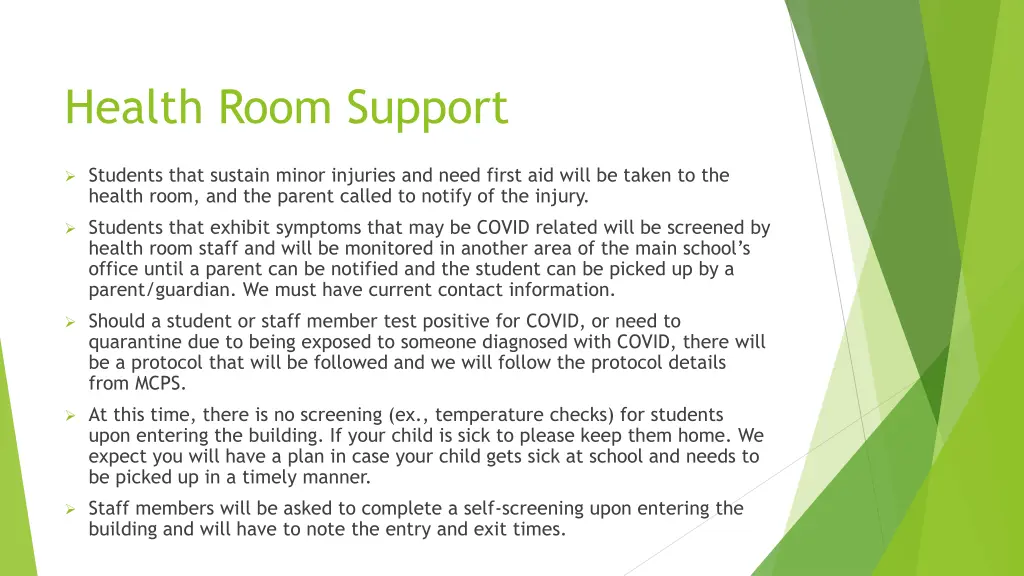 health room support