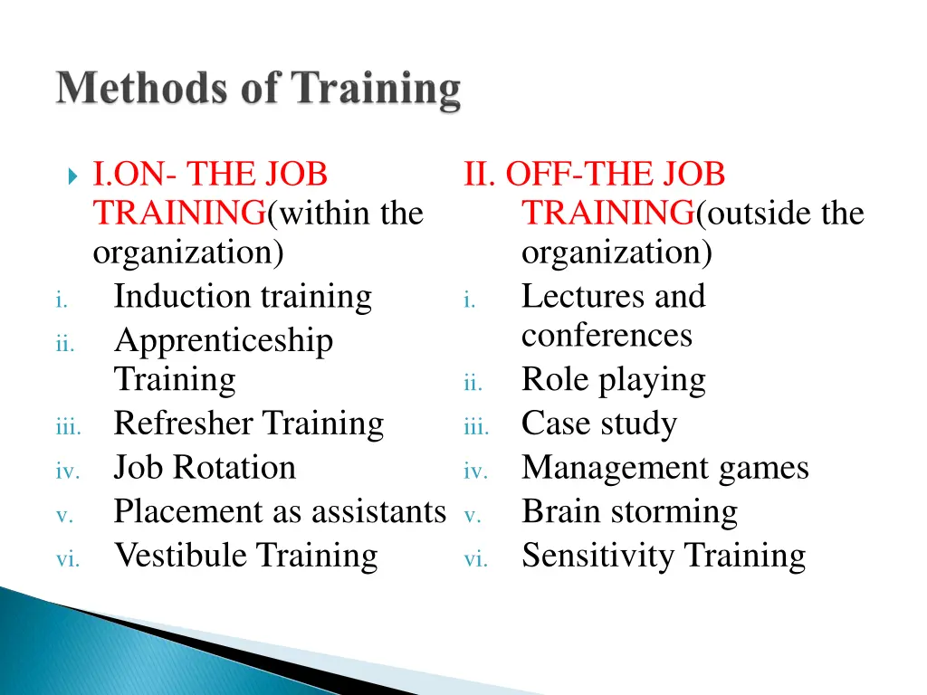 i on the job training within the organization