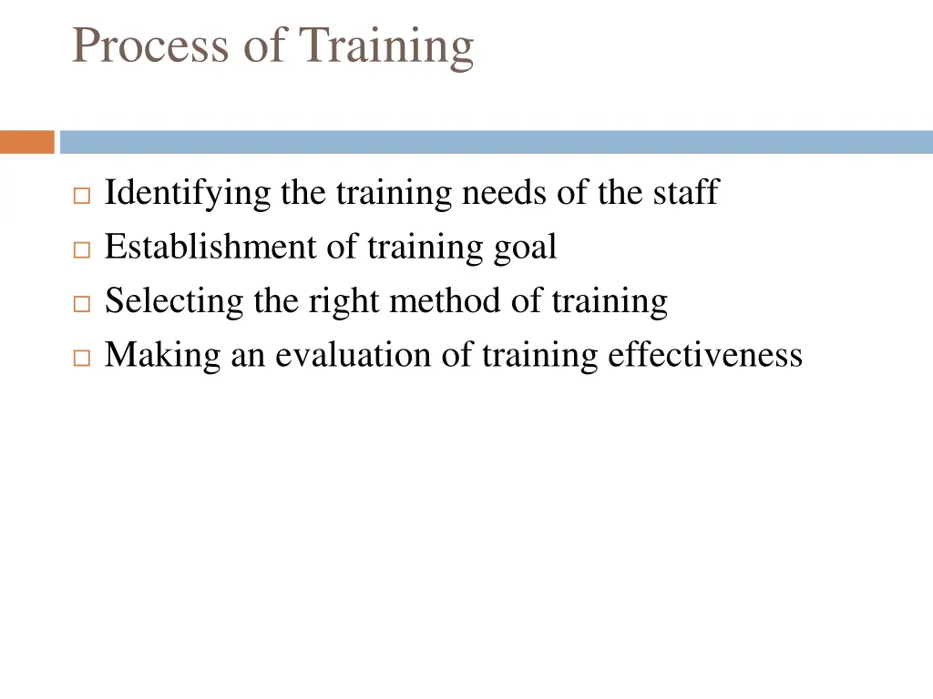 process of training