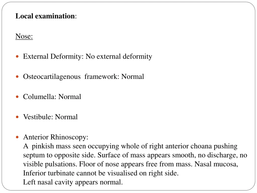 local examination