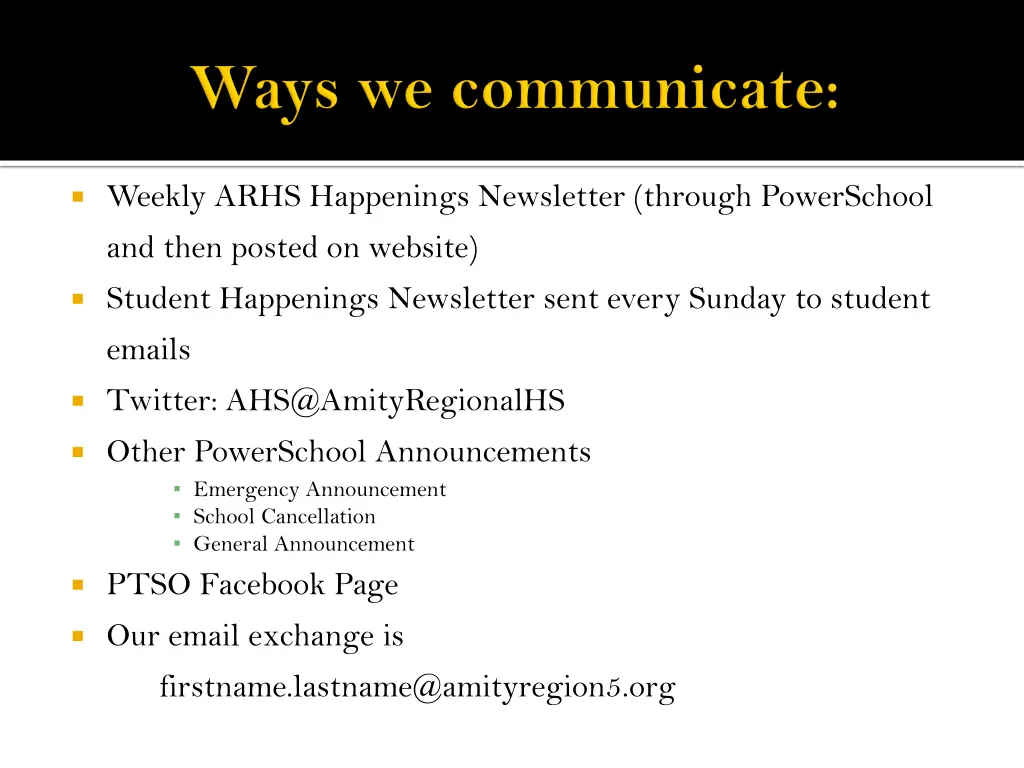 weekly arhs happenings newsletter through