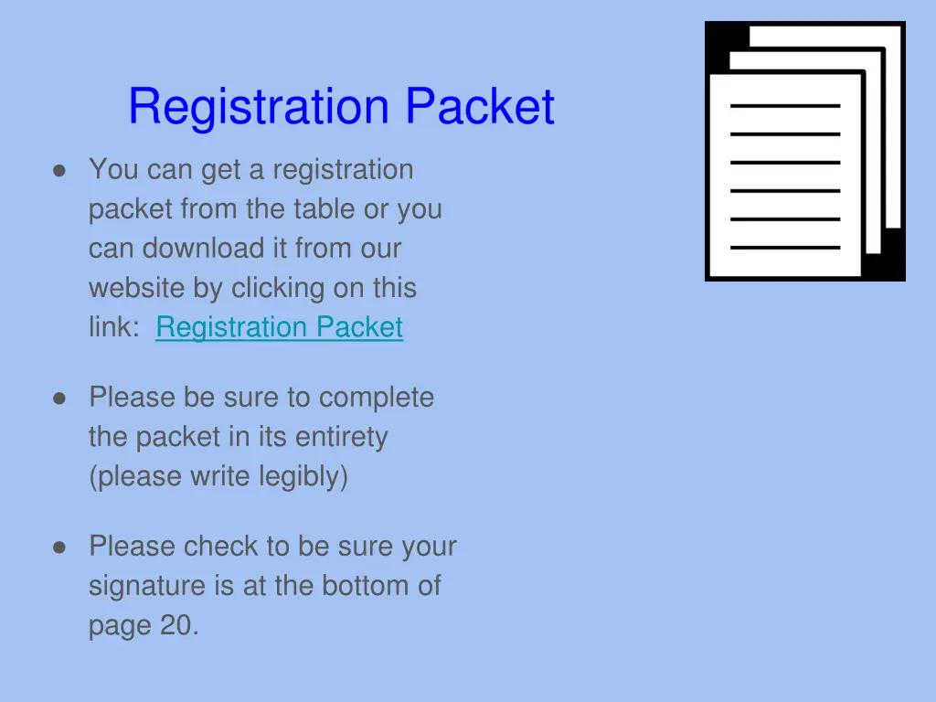 registration packet