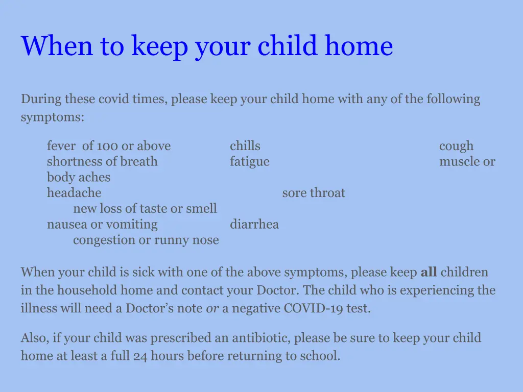 when to keep your child home