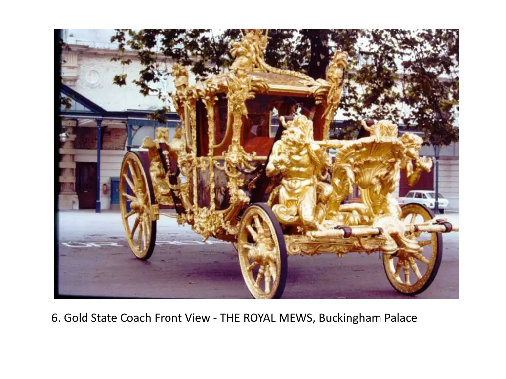 6 gold state coach front view the royal mews