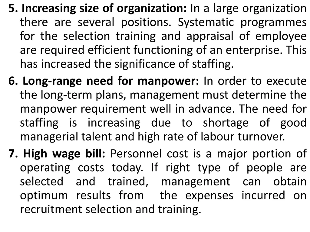 5 increasing size of organization in a large