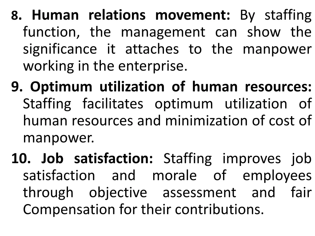 8 human relations movement by staffing function