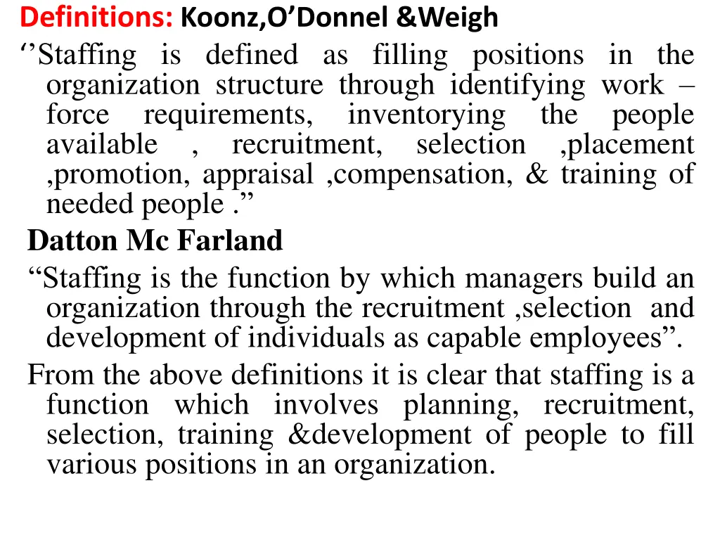 definitions koonz o donnel weigh staffing