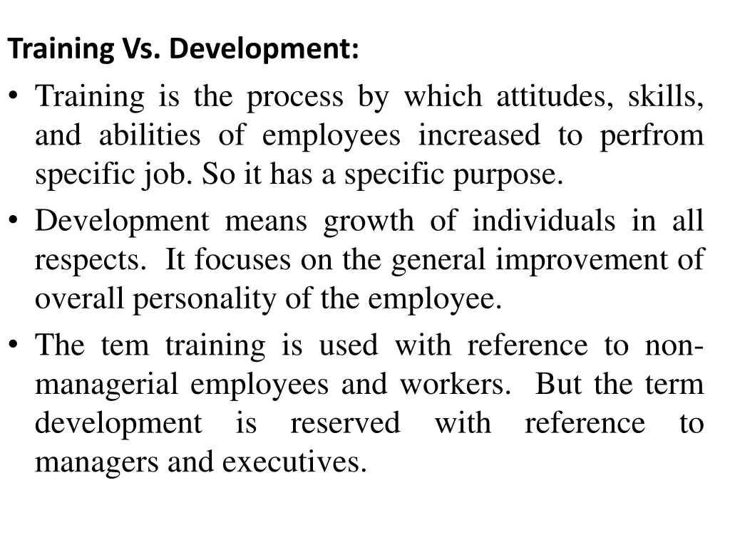 training vs development training is the process