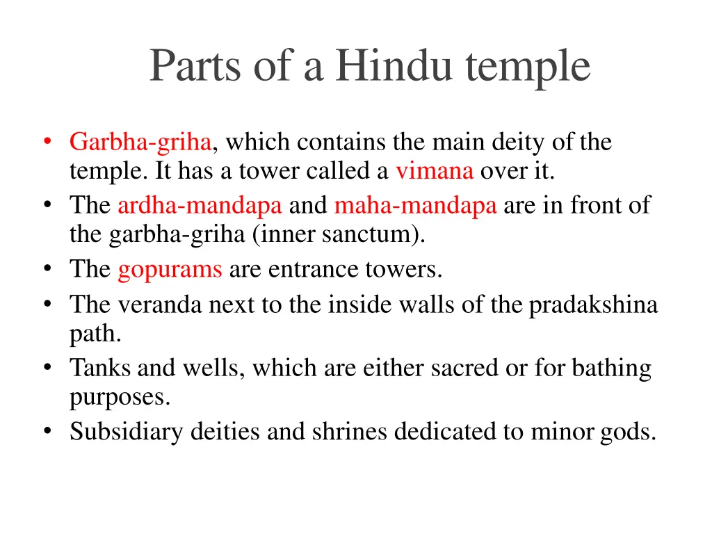 parts of a hindu temple