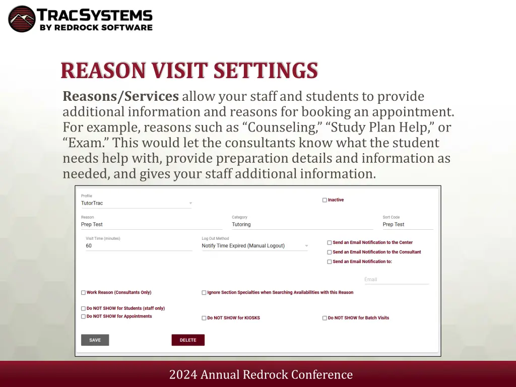 reason visit settings reasons services allow your