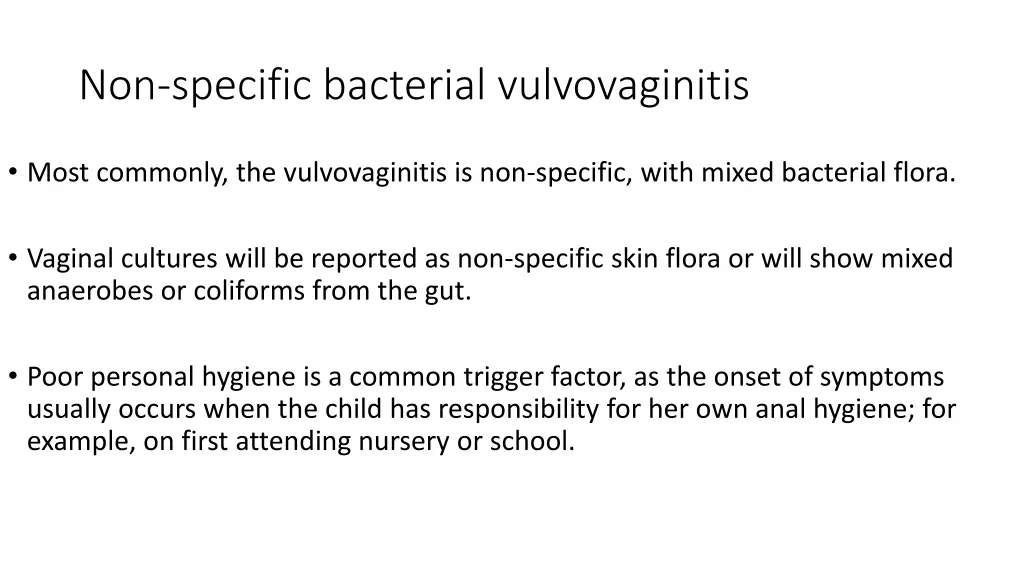 non specific bacterial vulvovaginitis