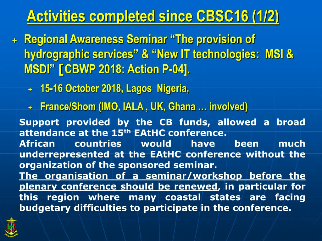 activities completed since cbsc16 1 2