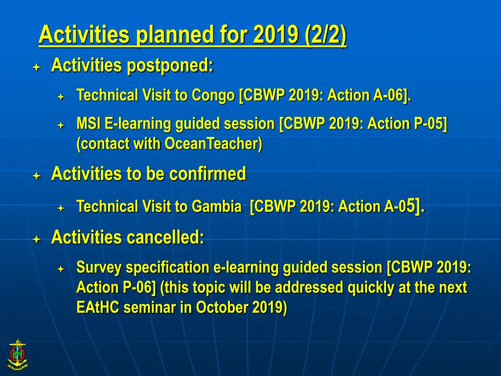 activities planned for 2019 2 2 activities