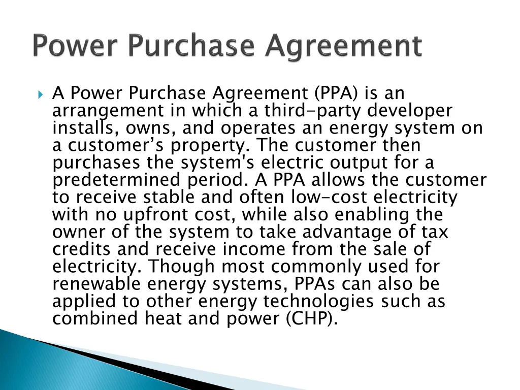 a power purchase agreement ppa is an arrangement