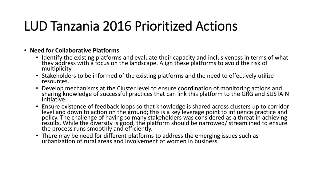 lud tanzania 2016 prioritized actions 1