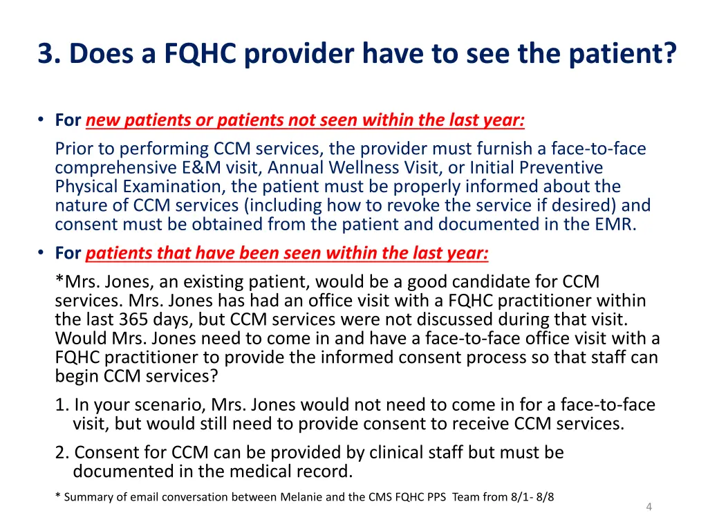 3 does a fqhc provider have to see the patient