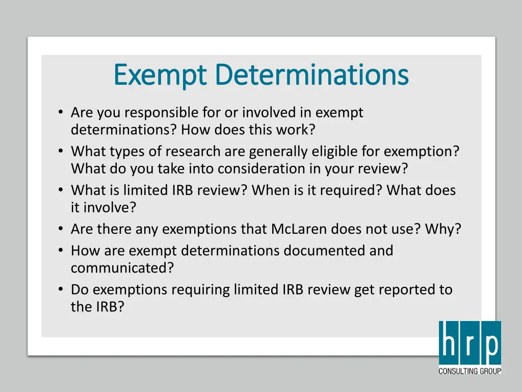 exempt determinations exempt determinations