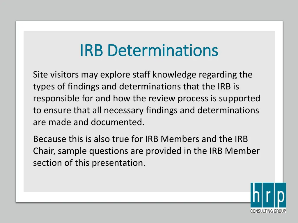 irb determinations irb determinations