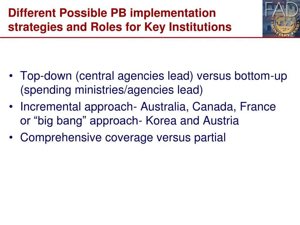 different possible pb implementation strategies