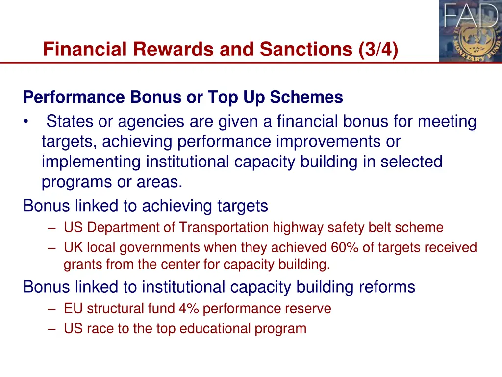 financial rewards and sanctions 3 4