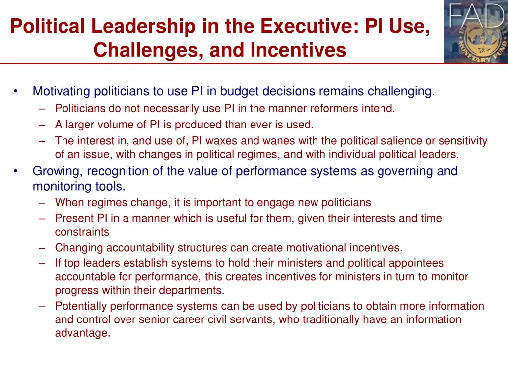 political leadership in the executive 1