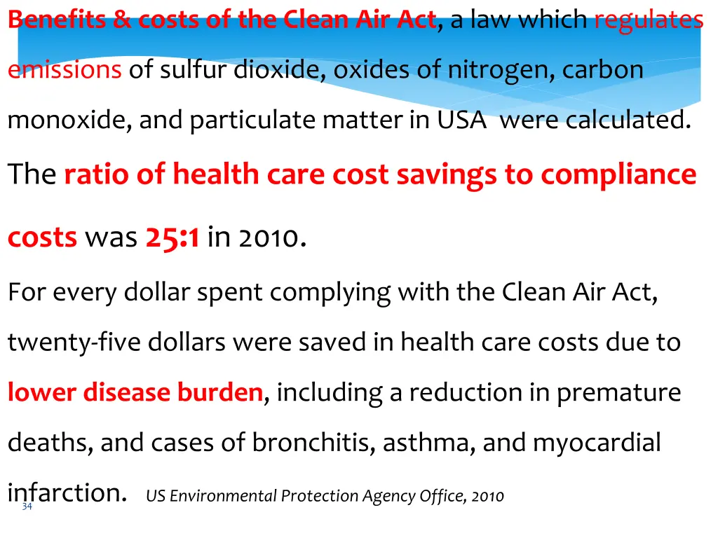 benefits costs of the clean air act a law which